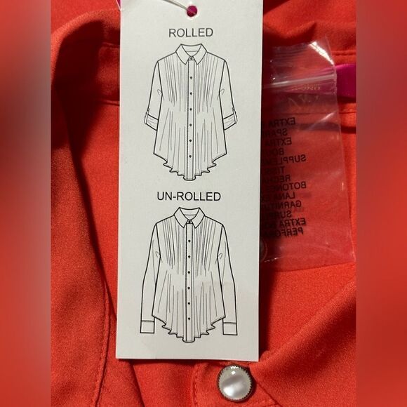 Catherine Malandrino Coral Collared Button down Blouse Size - Picture 7 of 8
